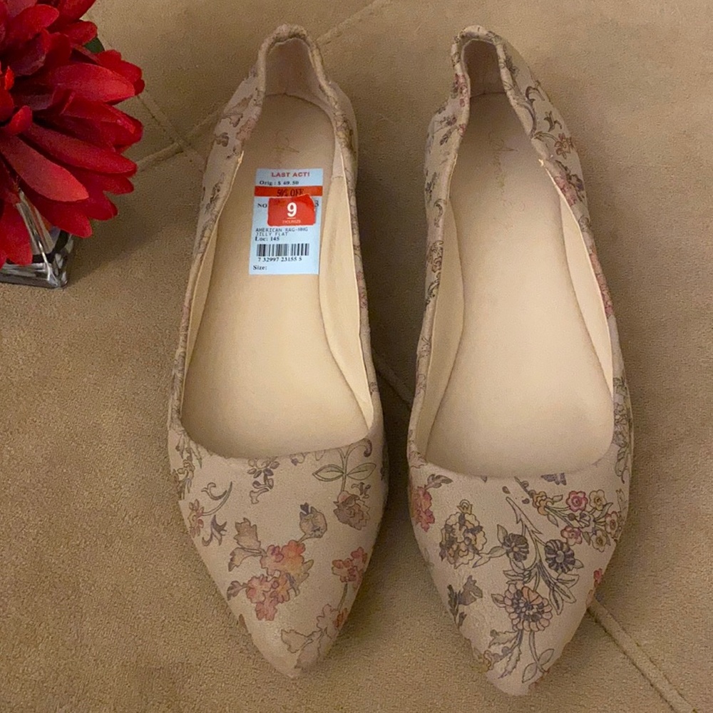 American Rag Flat Leather Floral Shoes
